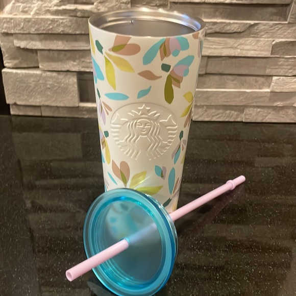 Starbucks Cold Cup Spring Release Steel White Floral Tumbler 24 oz (Snowdrop) - Picture 4 of 5